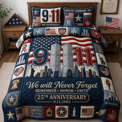 911 Patriot Day 3-Piece Quilted Bedding Set GFTOPND2013