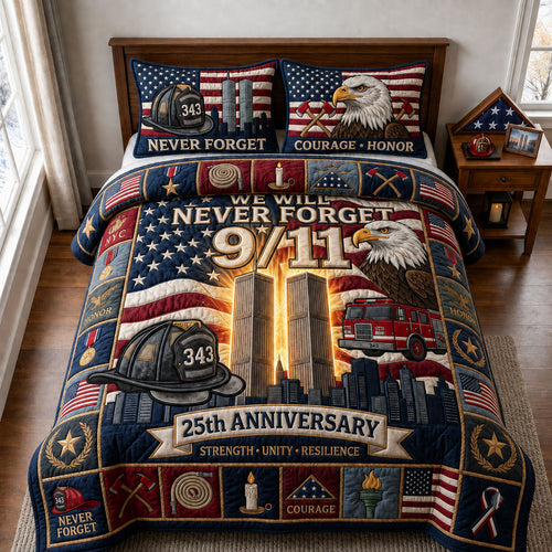 25th Anniversary 3-Piece Quilted Bedding Set GFTOPND2017