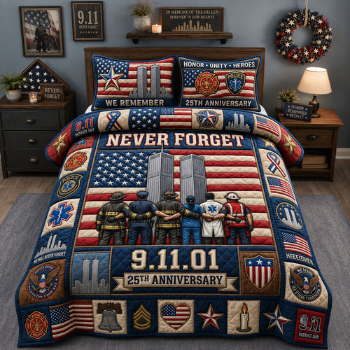 Never Forget 3-Piece Quilted Bedding Set GFTOPND2018