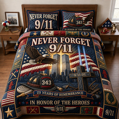 Never Forget 3-Piece Quilted Bedding Set GFTOPND2019
