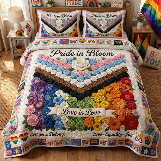 Pride In Bloom 3-Piece Quilted Bedding Set GFTOPND202