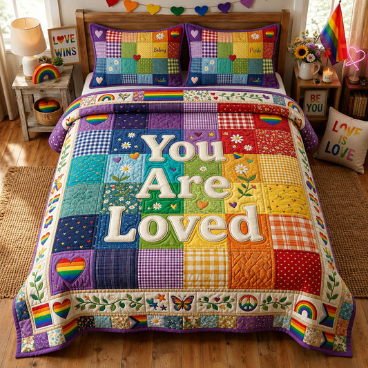 You Are Loved 3-Piece Quilted Bedding Set GFTOPND203