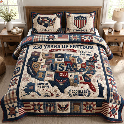 250 Years Of Freedom 3-Piece Quilted Bedding Set GFTOPND204