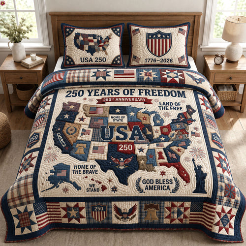 250 Years Of Freedom 3-Piece Quilted Bedding Set GFTOPND204