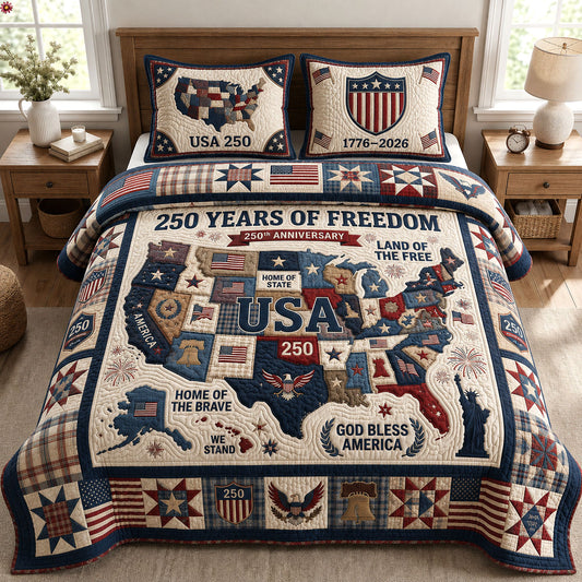 250 Years Of Freedom 3-Piece Quilted Bedding Set GFTOPND204