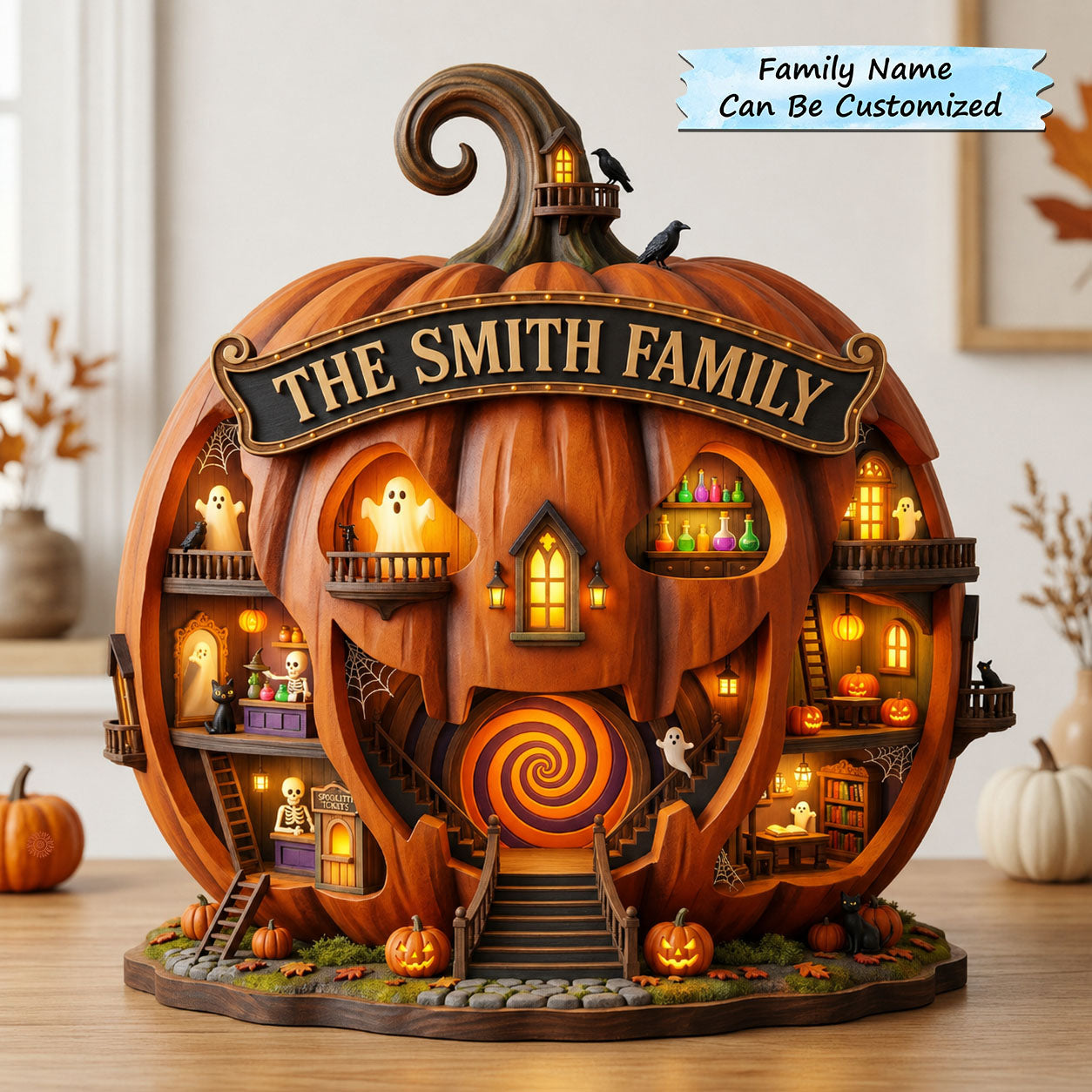 Pumpkin Village Wooden Block 3-Layers QTCUZ GFTOPND2049