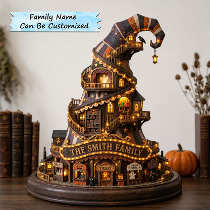 Haunted Witch Hat Wooden Block 3-Layers QTCUZ GFTOPND2050
