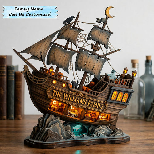 Halloween Shipwreck Wooden Block 3-Layers QTCUZ GFTOPND2053
