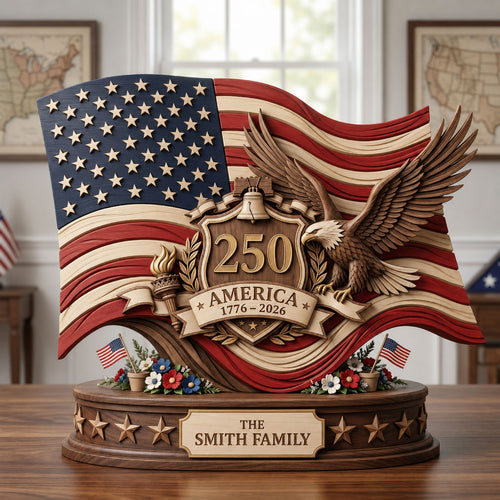America Flag Wave Wooden Block 3-Layers GFTOPND2057
