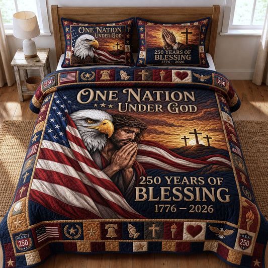 One Nation Under God 3-Piece Quilted Bedding Set GFTOPND206