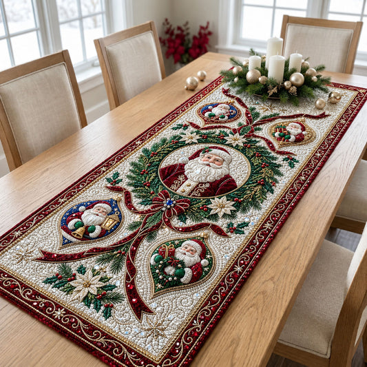 Beaded Santa Christmas Quilted Table Runner GFTOPND2062