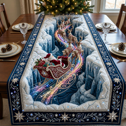 Beaded Santa Sleigh Quilted Table Runner GFTOPND2064