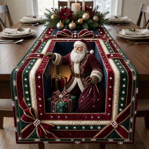 Beaded Santa Gift Quilted Table Runner GFTOPND2065