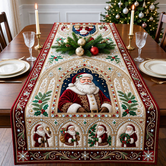 Jeweled Santa Christmas Quilted Table Runner GFTOPND2067
