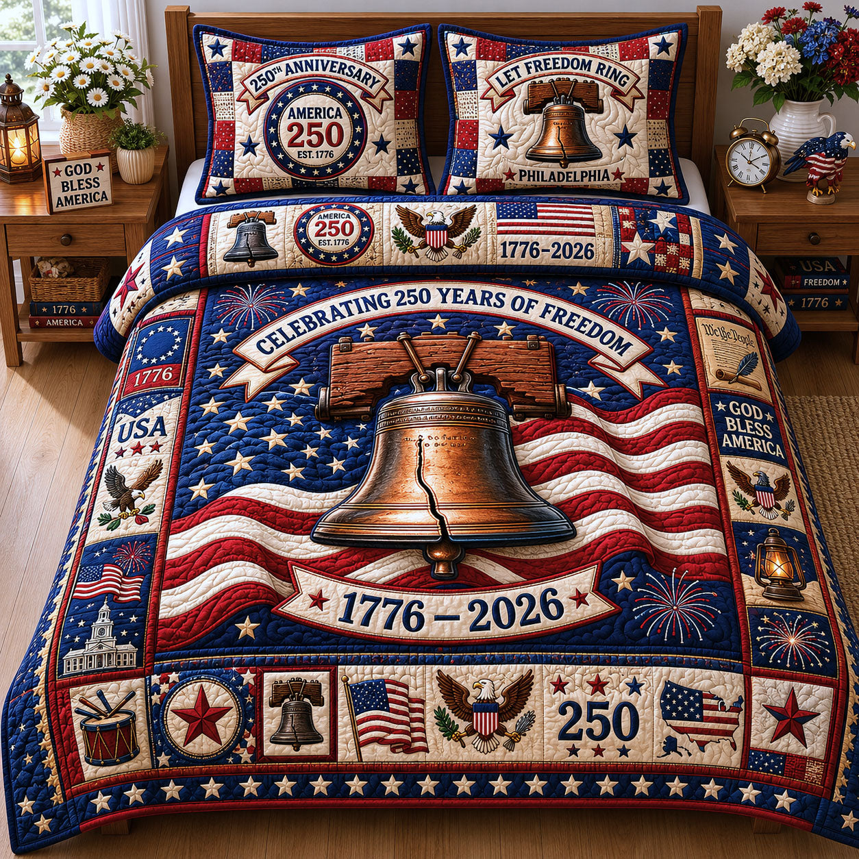 Let Freedom Ring Philadelphia 3-Piece Quilted Bedding Set GFTOPND207
