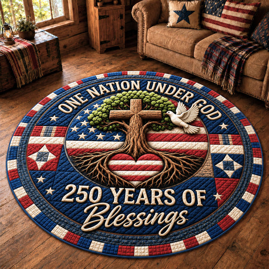One Nation Under God Quilted Round Mat GFTOPND21