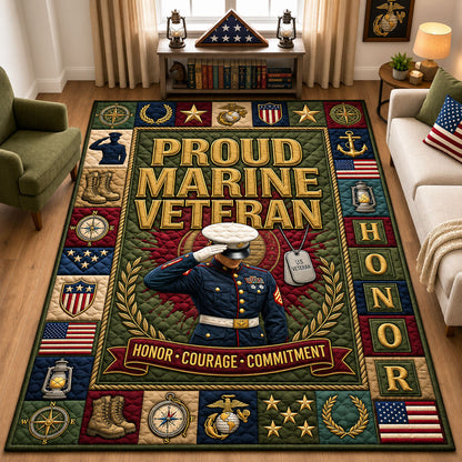 Proud Marine Veteran Area Rug GFTOPND2114