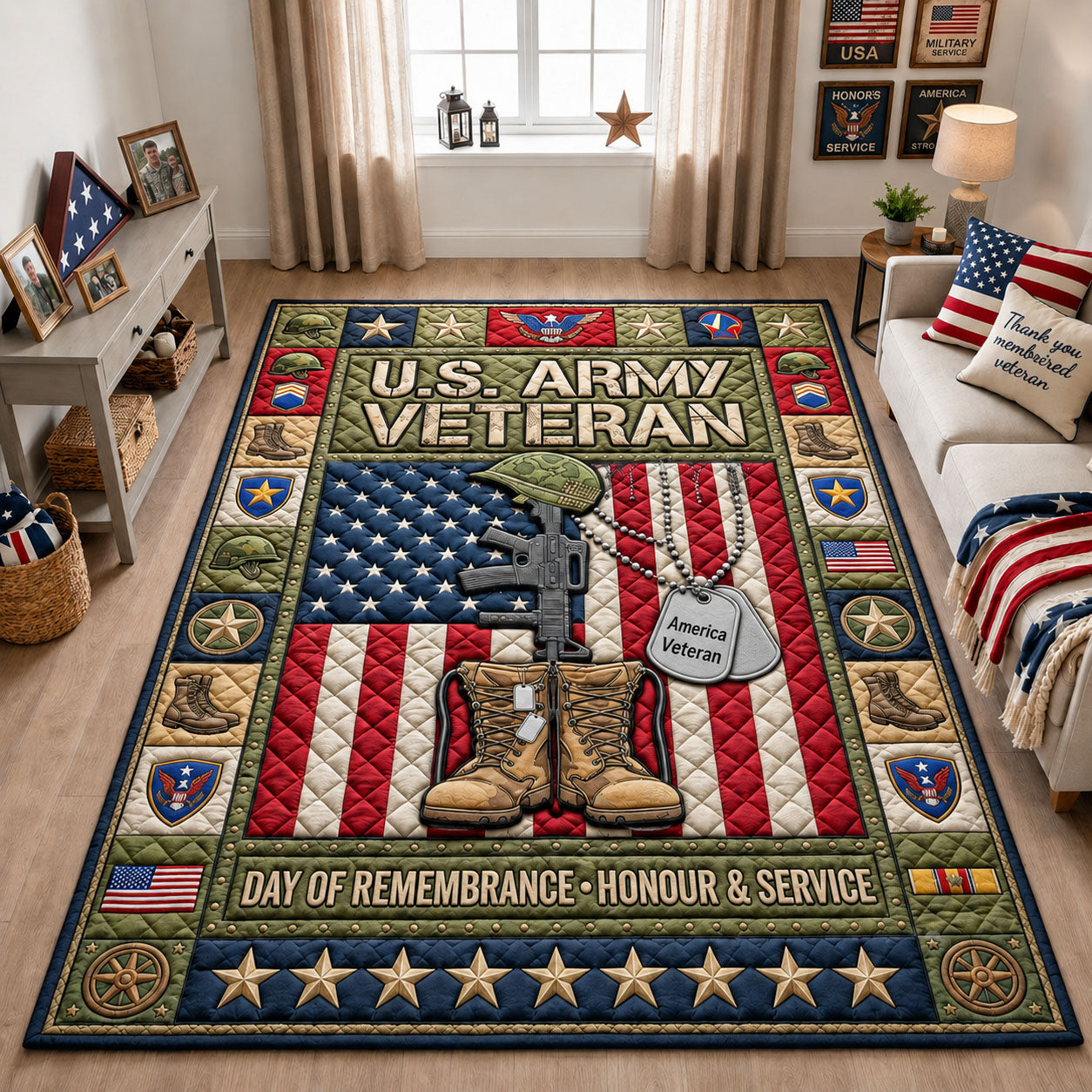 US Army Veteran Area Rug GFTOPND2115