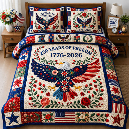 United States Semiquincentennial  3-Piece Quilted Bedding Set GFTOPND212
