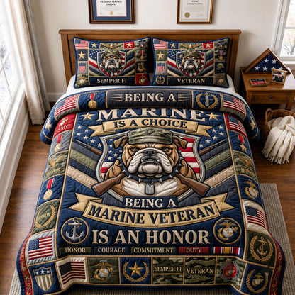 Marine Corps Bulldog 3-Piece Quilted Bedding Set GFTOPND2123