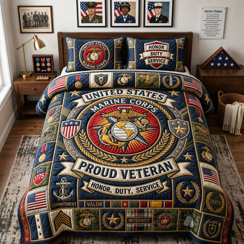 Proud Veteran 3-Piece Quilted Bedding Set GFTOPND2125
