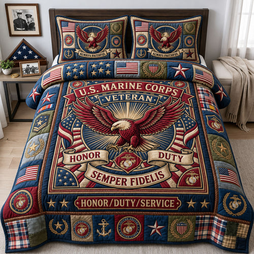 US Marine Corps 3-Piece Quilted Bedding Set GFTOPND2126