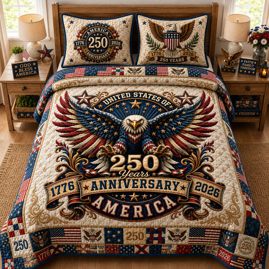 250th Anniversary of US 3-Piece Quilted Bedding Set GFTOPND213