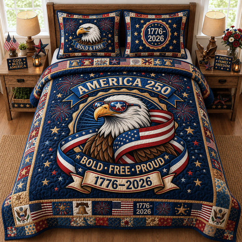 Bold Free Proud 3-Piece Quilted Bedding Set GFTOPND214