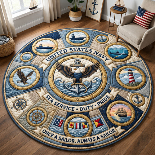Navy Pride Quilted Round Mat GFTOPND2150