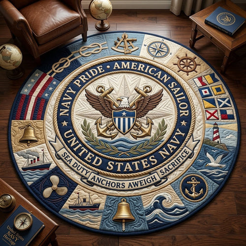 Navy Pride Quilted Round Mat GFTOPND2151