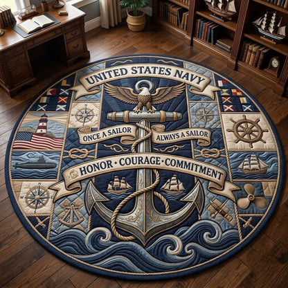 Navy Pride Quilted Round Mat GFTOPND2152