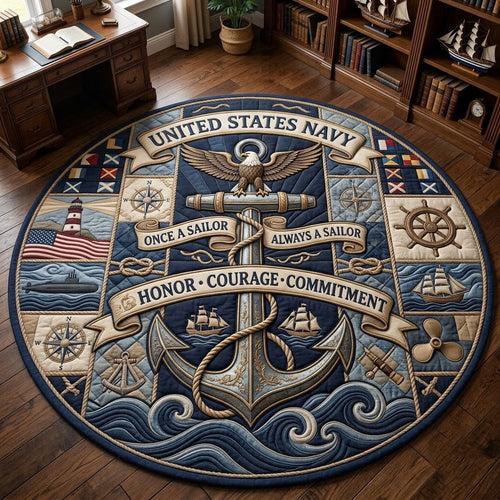Navy Pride Quilted Round Mat GFTOPND2152