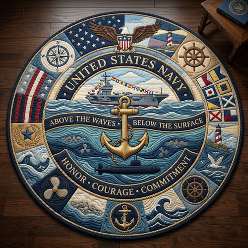 US Navy Veteran Quilted Round Mat GFTOPND2153