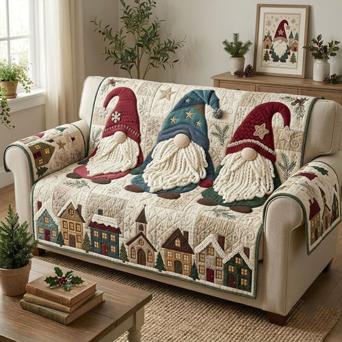 Gnome Trio Crochet Quilted Sofa Cover GFTOPND2155