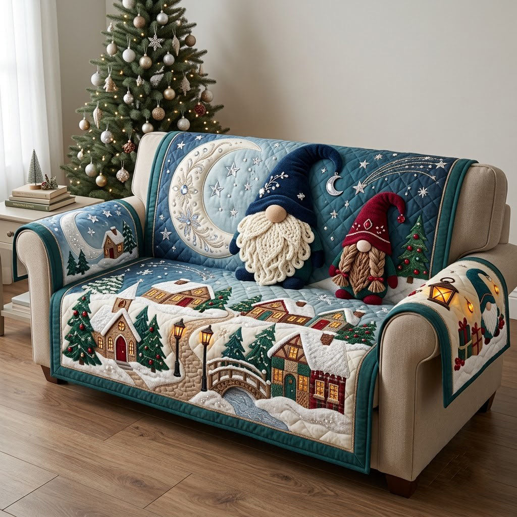 Beaded Moonlit Gnome Crochet Quilted Sofa Cover GFTOPND2157