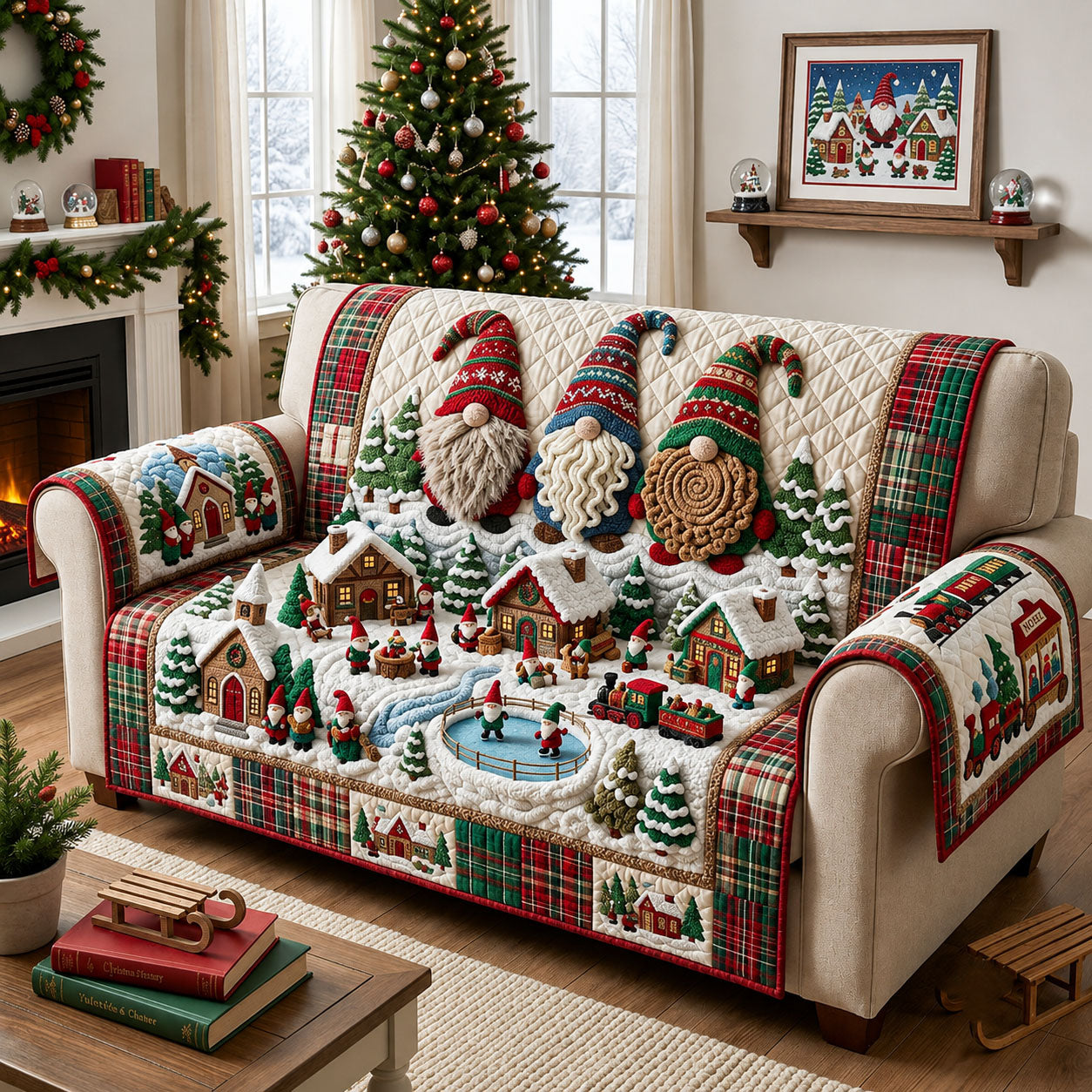 Gnome Village Crochet Quilted Sofa Cover GFTOPND2159
