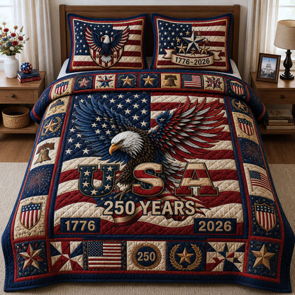 Patriotic Bald Eagle 3-Piece Quilted Bedding Set GFTOPND216