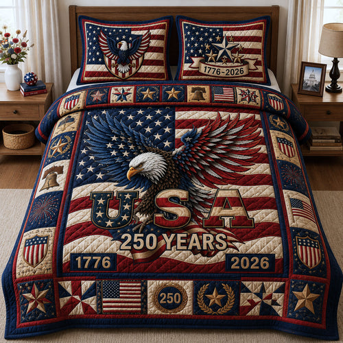 Patriotic Bald Eagle 3-Piece Quilted Bedding Set GFTOPND216