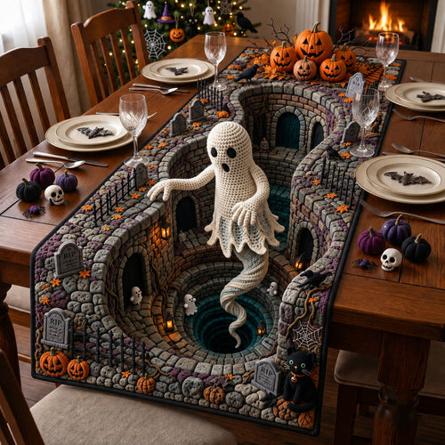Haunted Well Vortex Crochet Quilted Table Runner GFTOPND2176