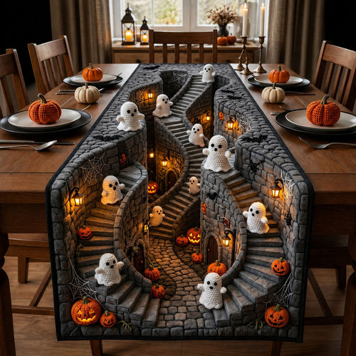 Haunted Staircase Crochet Quilted Table Runner GFTOPND2178
