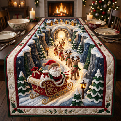 Santa Sleigh Crochet Quilted Table Runner GFTOPND2184