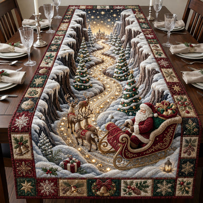 Jeweled Santa Sleigh Quilted Table Runner GFTOPND2187