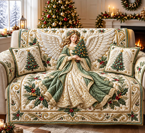 Angel Christmas Tree Quilted Sofa Cover GFTOPND2194
