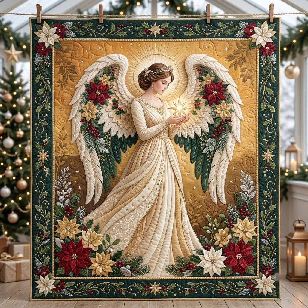 Poinsettia Angel Quilted Blanket GFTOPND2225