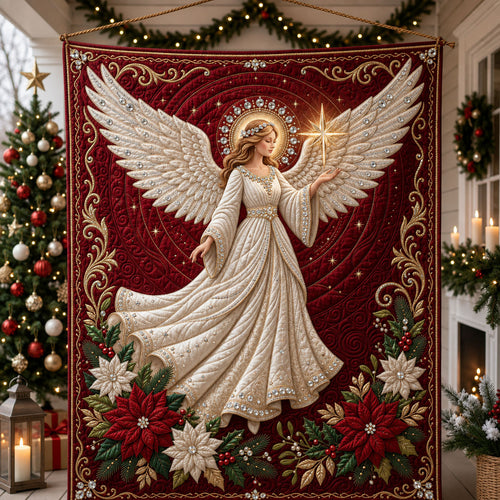 Poinsettia Angel Quilted Blanket GFTOPND2229