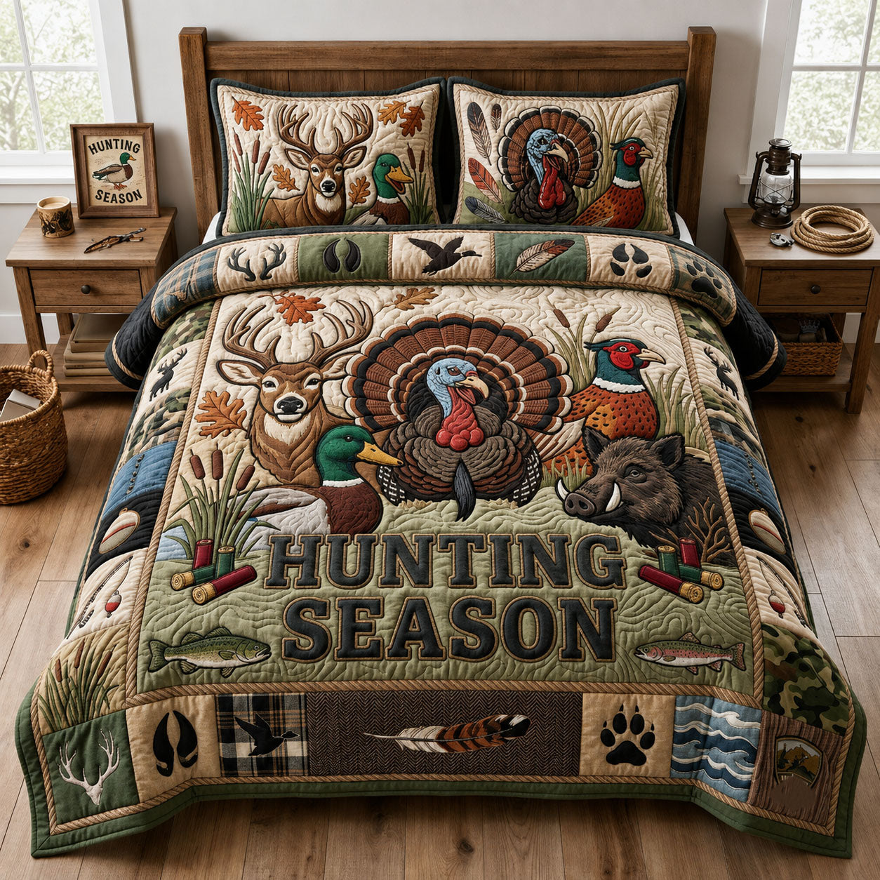 Hunting Season 3-Piece Quilted Bedding Set GFTOPND2244