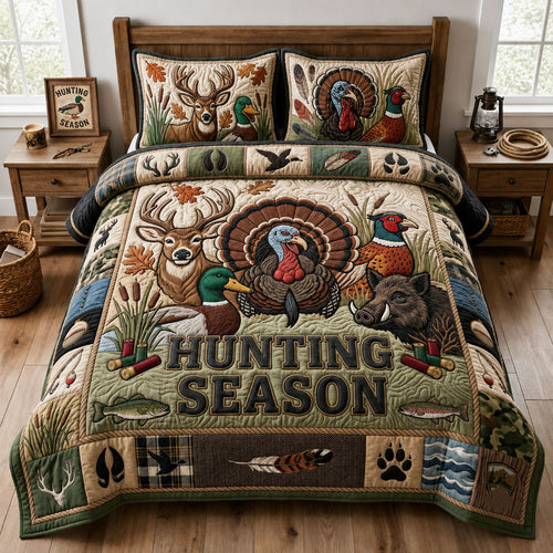 Hunting Season 3-Piece Quilted Bedding Set GFTOPND2244