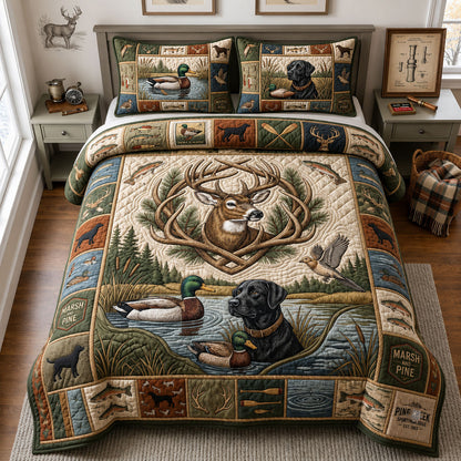 Hunting Season 3-Piece Quilted Bedding Set GFTOPND2245