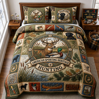 Hunting Season 3-Piece Quilted Bedding Set GFTOPND2246