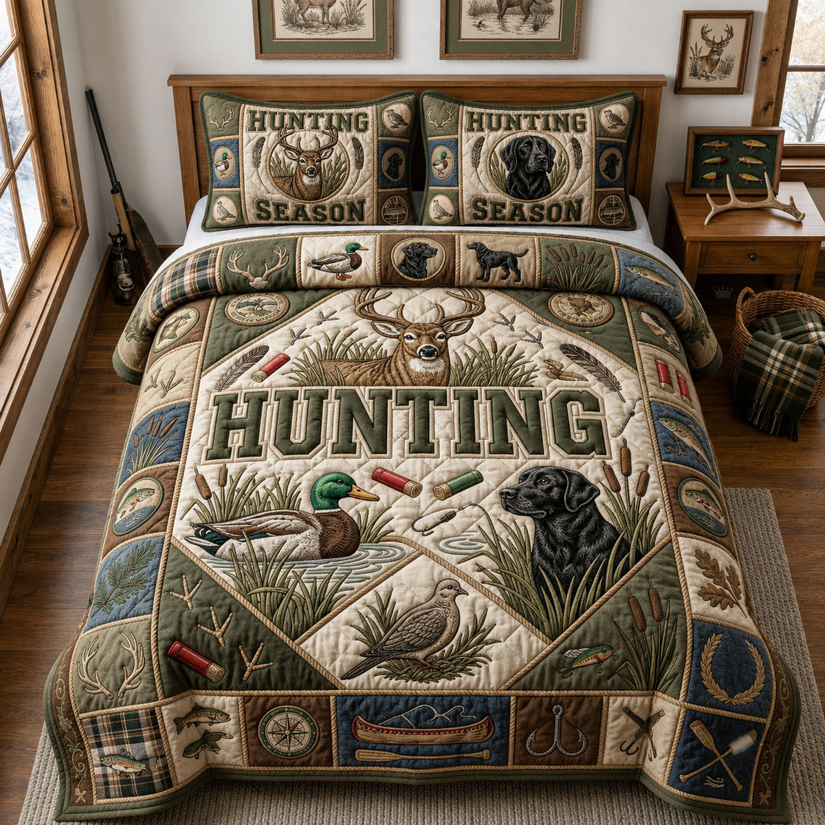 Hunting Season 3-Piece Quilted Bedding Set GFTOPND2247